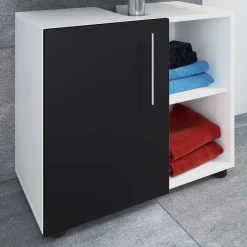 Wohnen Waschbecken Badschrank in Weiß Schwarz - Cranies