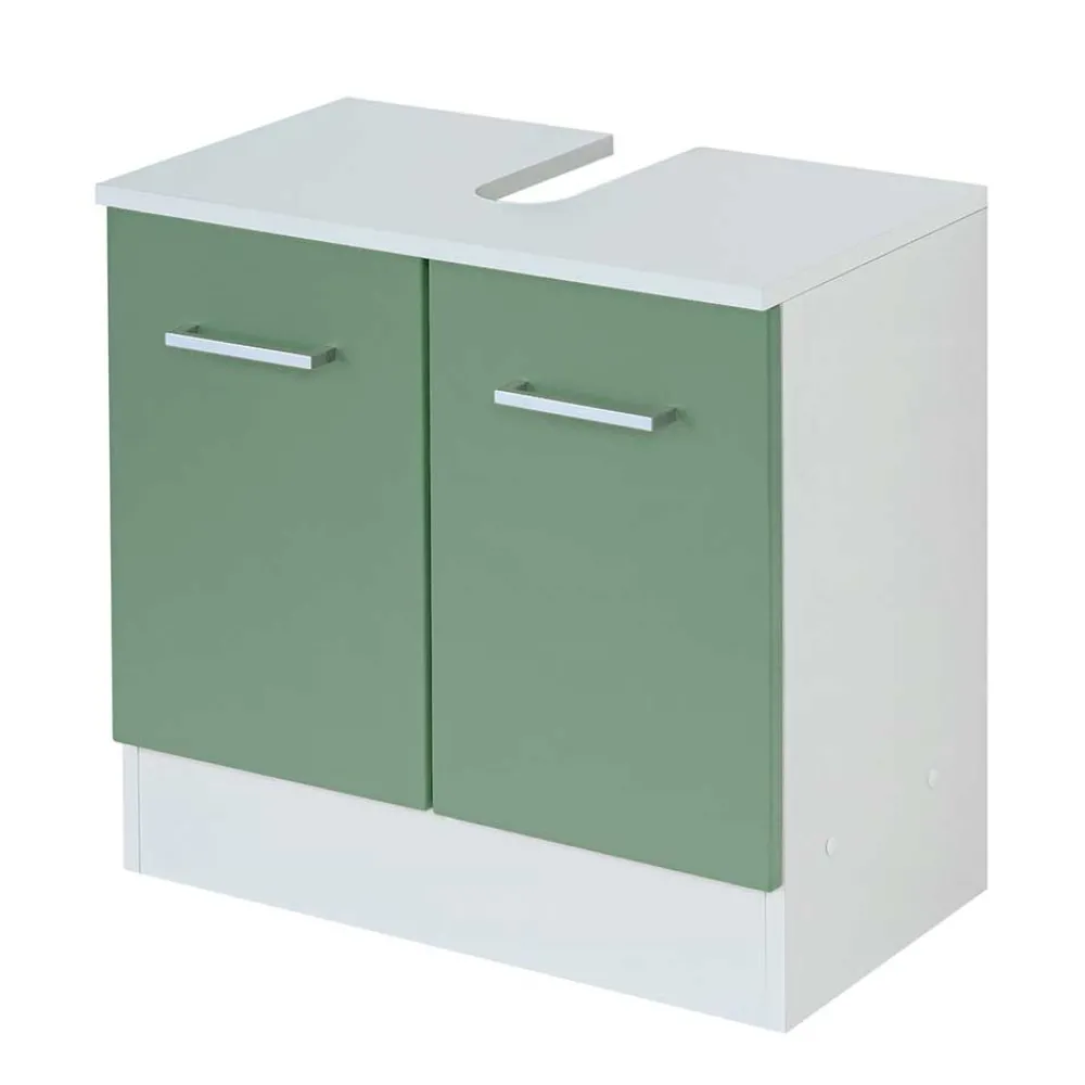 Wohnen Waschbecken Badschrank in Grün & Weiß - Loenixa