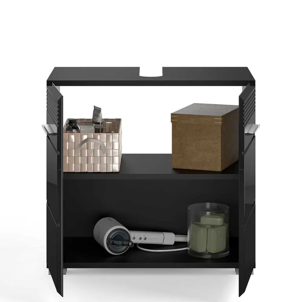 Wohnen Waschbecken Unterschrank in Schwarz Hochglanz - Culina