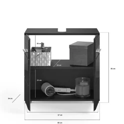 Wohnen Waschbecken Unterschrank in Schwarz Hochglanz - Culina