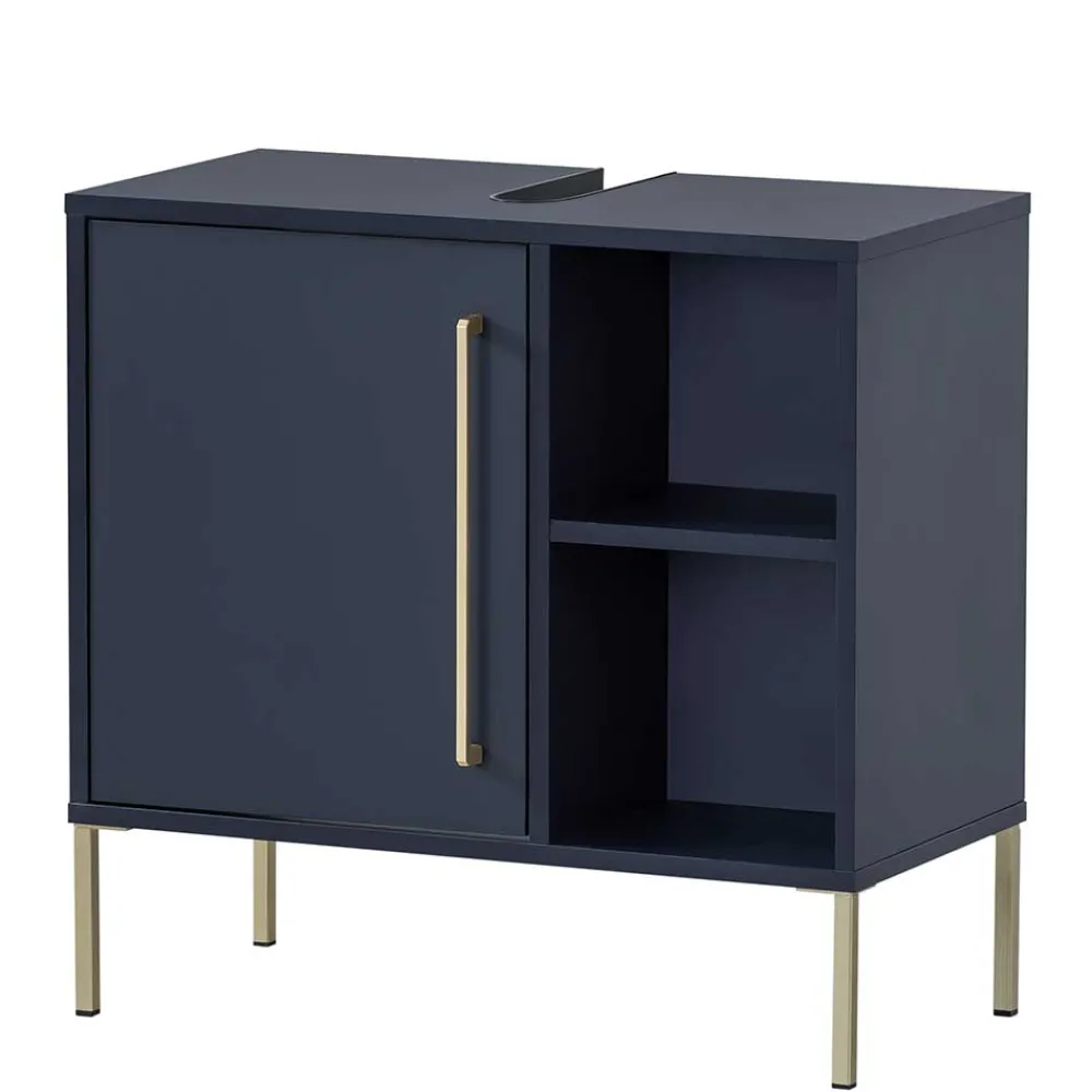 Wohnen Badschränke|Waschtisch*Waschbeckenschrank in Dunkelblau mit Gold - Chinale