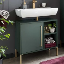 Wohnen Waschbeckenschrank in Dunkelgrün & Gold - Aqua