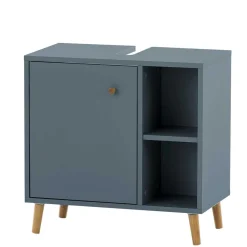 Wohnen Waschtisch|Waschbeckenunterschränke*Waschbeckenschrank in Petrol Blau & Eiche - Matrera