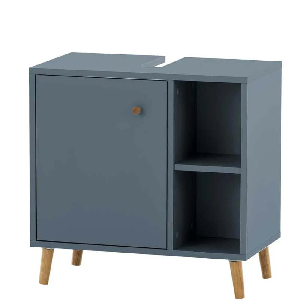 Wohnen Waschtisch|Waschbeckenunterschränke*Waschbeckenschrank in Petrol Blau & Eiche - Matrera