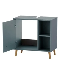 Wohnen Waschtisch|Waschbeckenunterschränke*Waschbeckenschrank in Petrol Blau & Eiche - Matrera