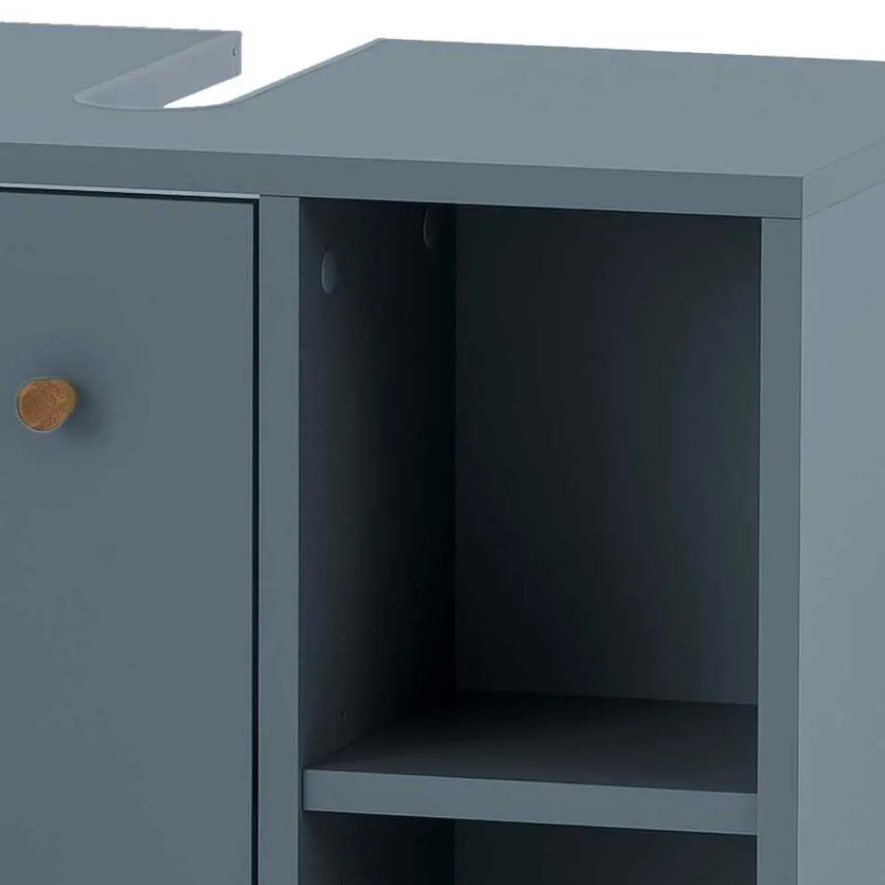 Wohnen Waschtisch|Waschbeckenunterschränke*Waschbeckenschrank in Petrol Blau & Eiche - Matrera