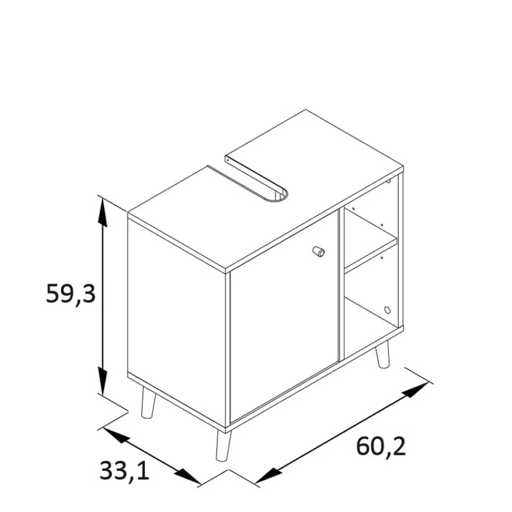 Wohnen Waschtisch|Waschbeckenunterschränke*Waschbeckenschrank in Petrol Blau & Eiche - Matrera