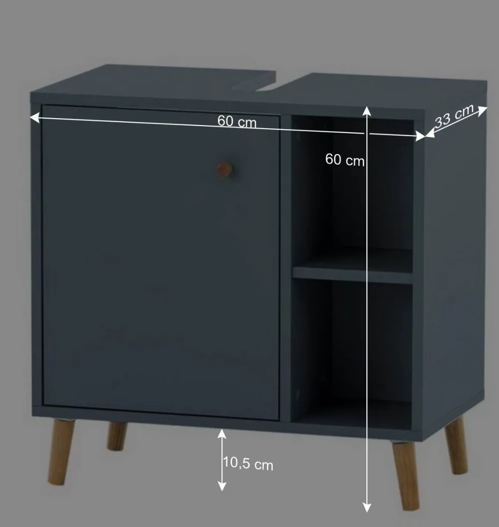 Wohnen Waschtisch|Waschbeckenunterschränke*Waschbeckenschrank in Petrol Blau & Eiche - Matrera