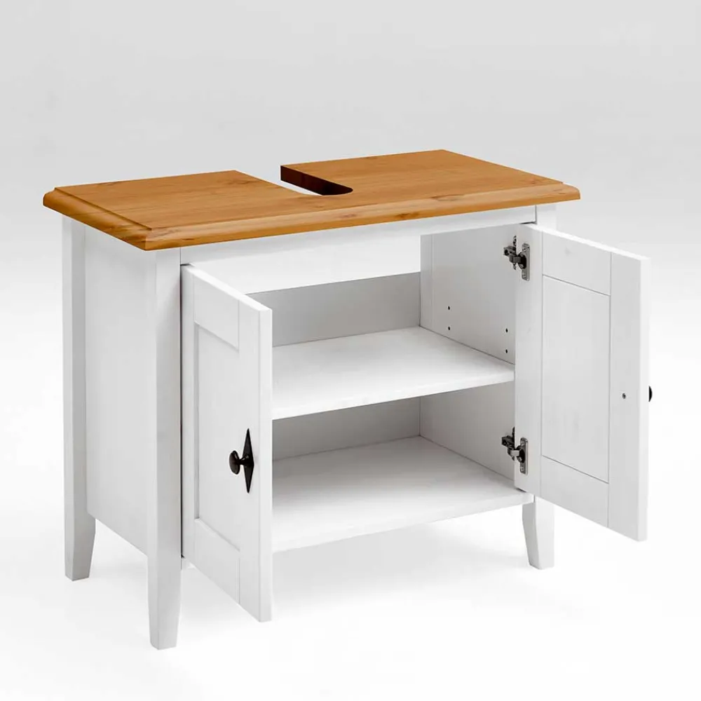 Wohnen Waschbeckenschrank in Weiß & Kiefer Lauge - Sibiuta