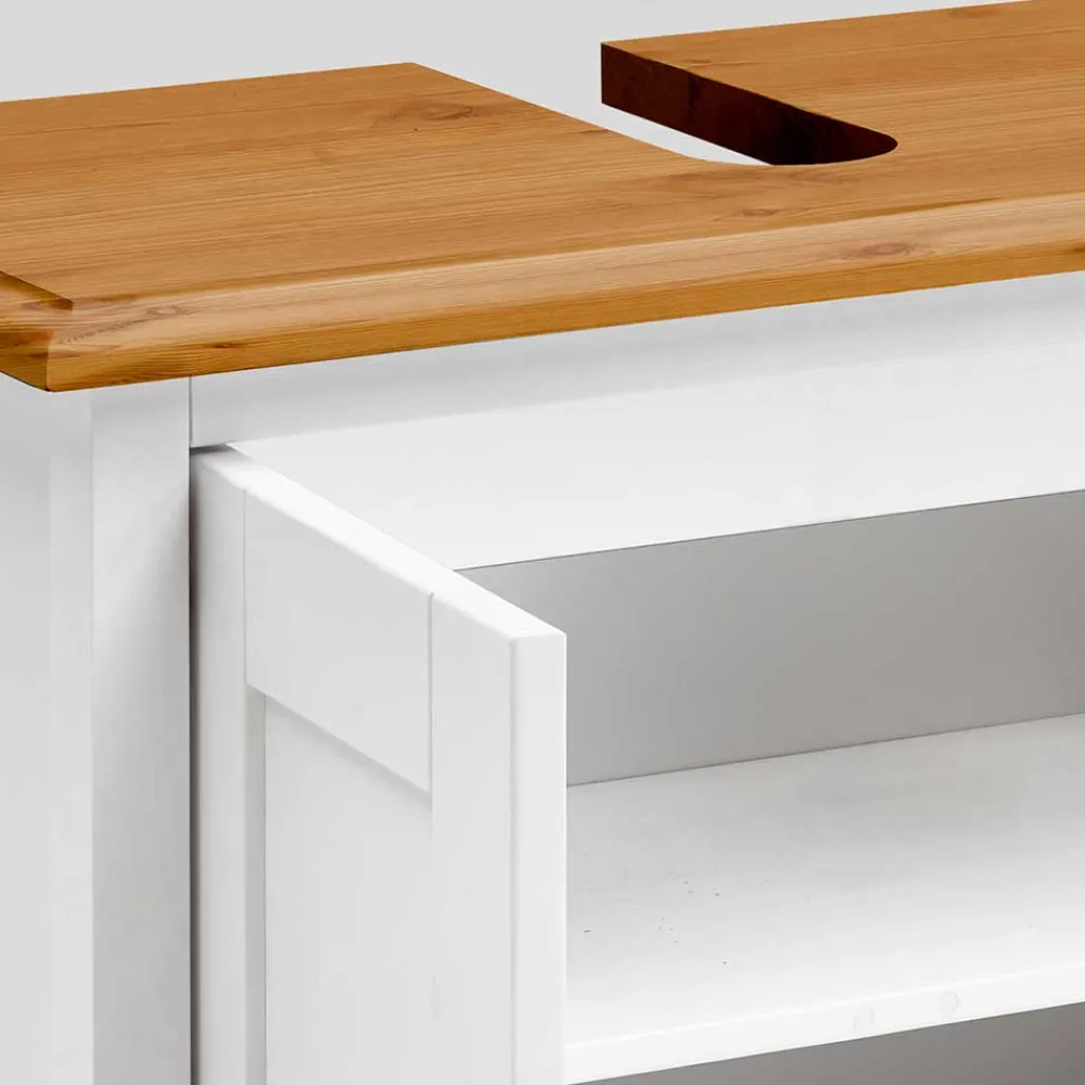 Wohnen Waschbeckenschrank in Weiß & Kiefer Lauge - Sibiuta