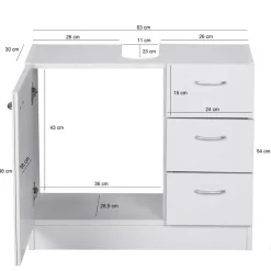 Wohnen Waschbeckenschrank in Weiß 63 cm breit - Hank