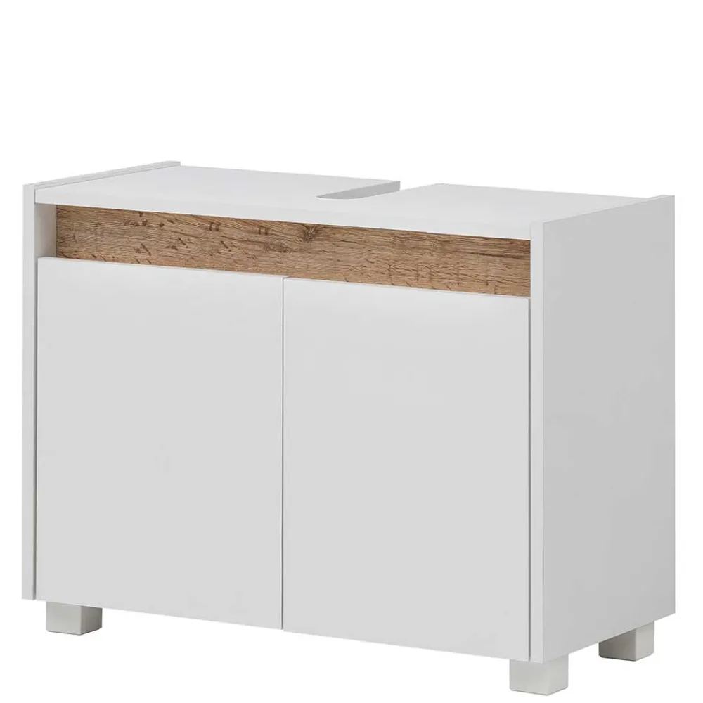 Wohnen Waschbeckenschrank in Weiß & Wildeiche - Etravia