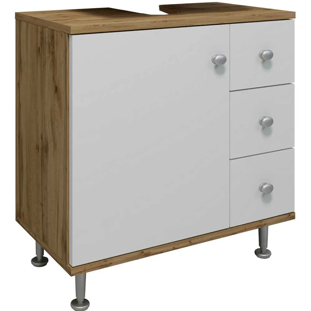 Wohnen Waschbeckenschrank mit drei Schubladen & Tür - Nelani I