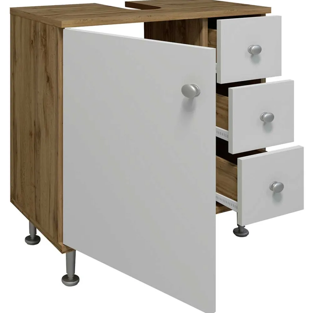 Wohnen Waschbeckenschrank mit drei Schubladen & Tür - Nelani I