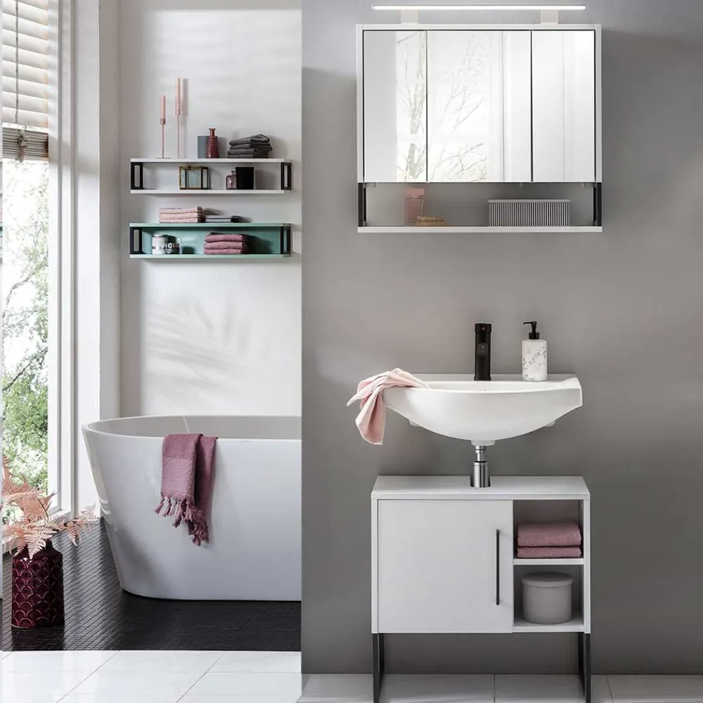 Wohnen Waschbeckenschrank mit Spiegelschrank Set - Ismilav (zweiteilig)