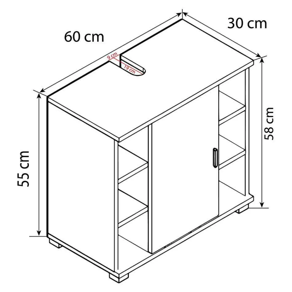 Wohnen Waschbeckenschrank mit Tür und sechs Fächern - Musone