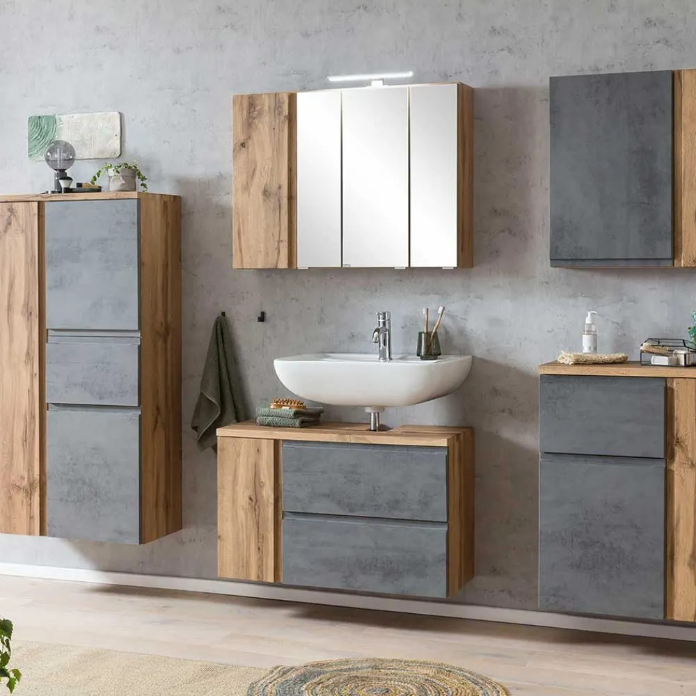 Wohnen Waschbeckenschrank mit Tür & Klappe & Schublade - Mia