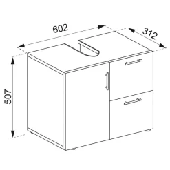 Wohnen Waschtisch|Waschbeckenunterschränke*Waschbeckenschrank mit zwei Schubladen und Tür - Cranies