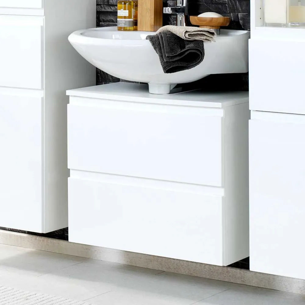 Wohnen Waschbeckenunterschrank Concetada in Hochglanz Weiß