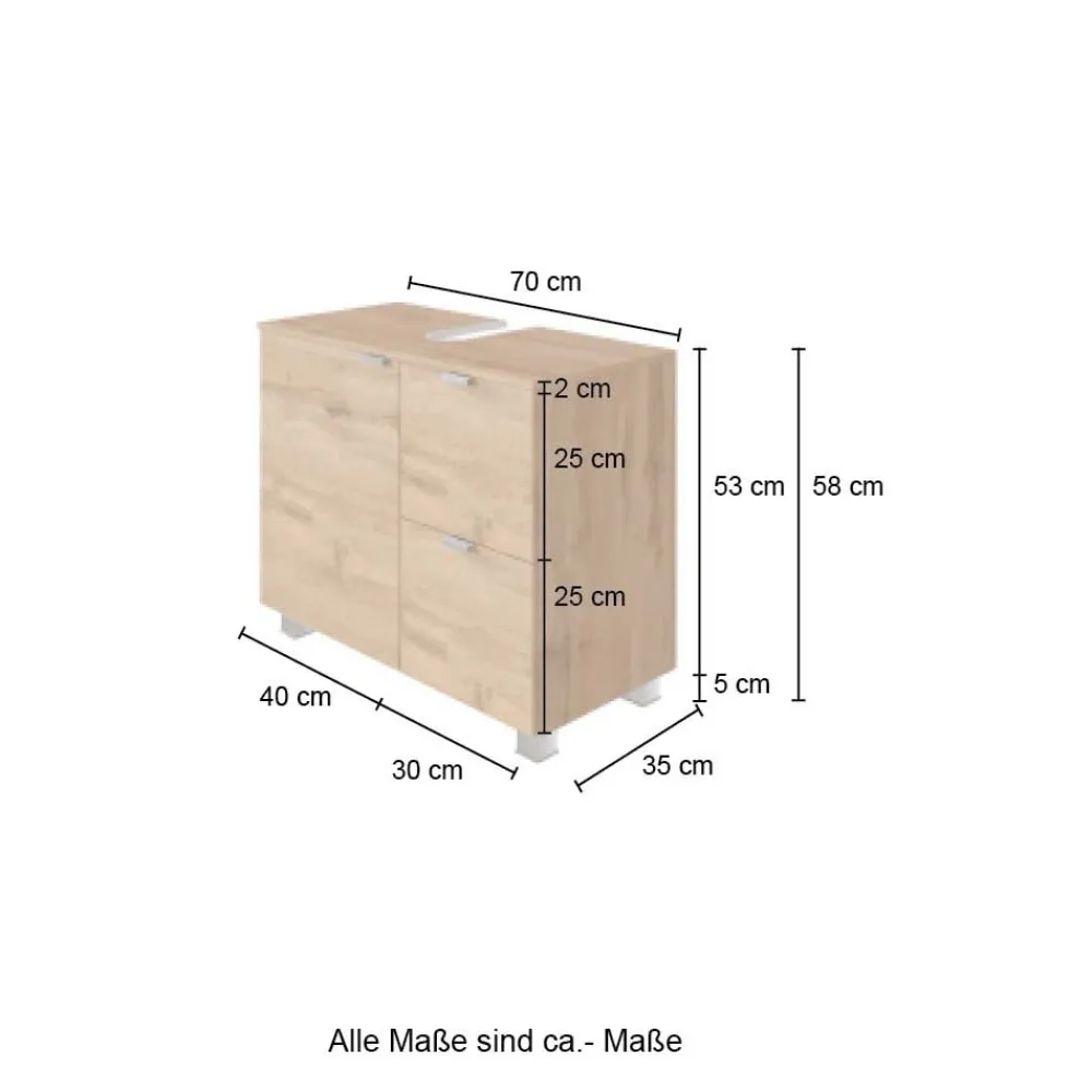 Wohnen Waschtisch|Waschbeckenunterschränke*Waschbecken-Unterschrank in Wildeiche Holzoptik - Sucaeva