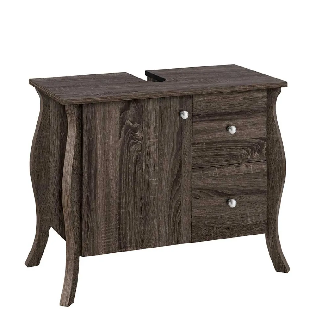 Wohnen Badschränke|Waschtisch*Waschbeckenunterschrank in Eiche Grau Holz Dekor - Fionora