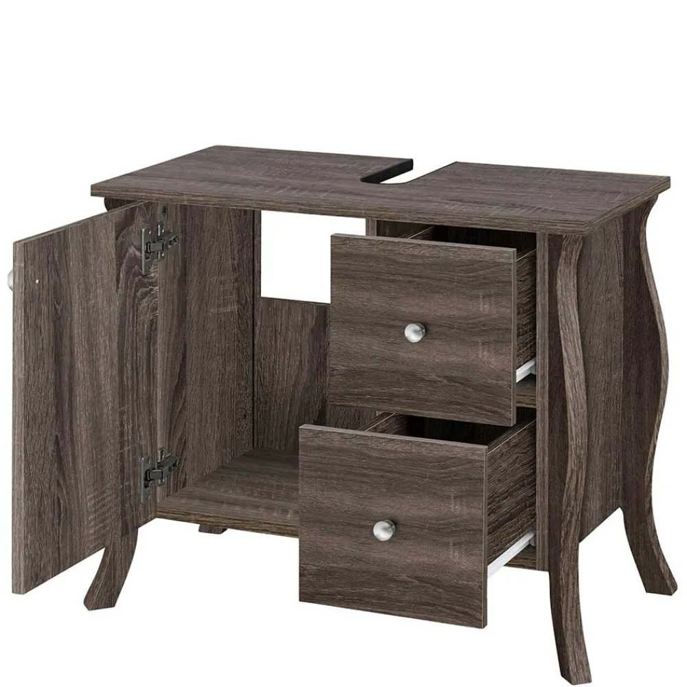 Wohnen Badschränke|Waschtisch*Waschbeckenunterschrank in Eiche Grau Holz Dekor - Fionora