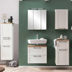 Wohnen Waschbeckenunterschrank in Weiß mit Wildeiche - Gyatso