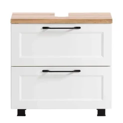 Wohnen Waschbeckenunterschrank in Weiß mit Wildeiche - Gyatso