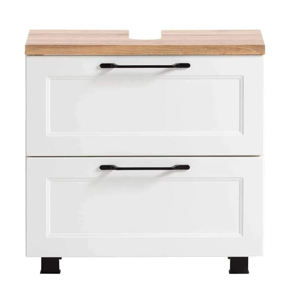 Wohnen Waschbeckenunterschrank in Weiß mit Wildeiche - Gyatso