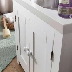 Wohnen Waschtisch|Waschbeckenunterschränke*Waschbeckenunterschrank in Weiß mit Doppeltür - Hank