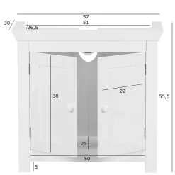 Wohnen Waschtisch|Waschbeckenunterschränke*Waschbeckenunterschrank in Weiß mit Doppeltür - Hank