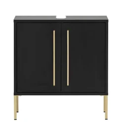 Wohnen Badschränke*Waschbeckenunterschrank in Schwarz & Gold - Vulcanisa