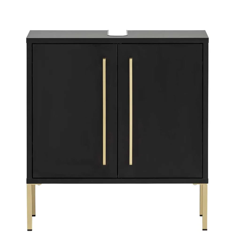 Wohnen Badschränke*Waschbeckenunterschrank in Schwarz & Gold - Vulcanisa