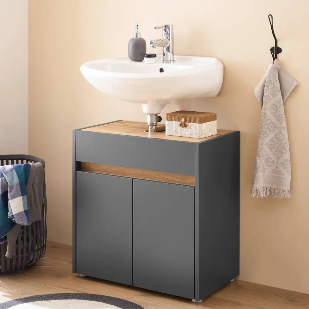 Wohnen Badschränke|Waschtisch*Waschbeckenunterschrank in Anthrazit - Ahilav