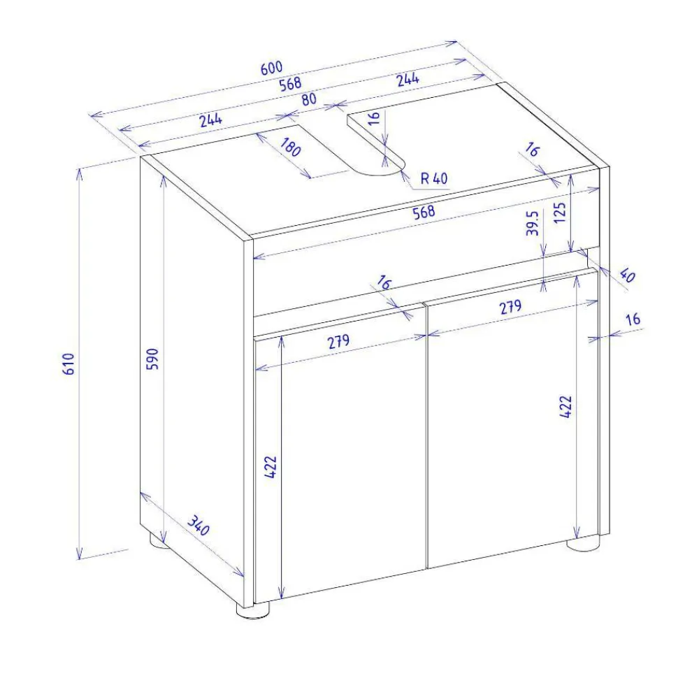 Wohnen Badschränke|Waschtisch*Waschbeckenunterschrank in Anthrazit - Ahilav