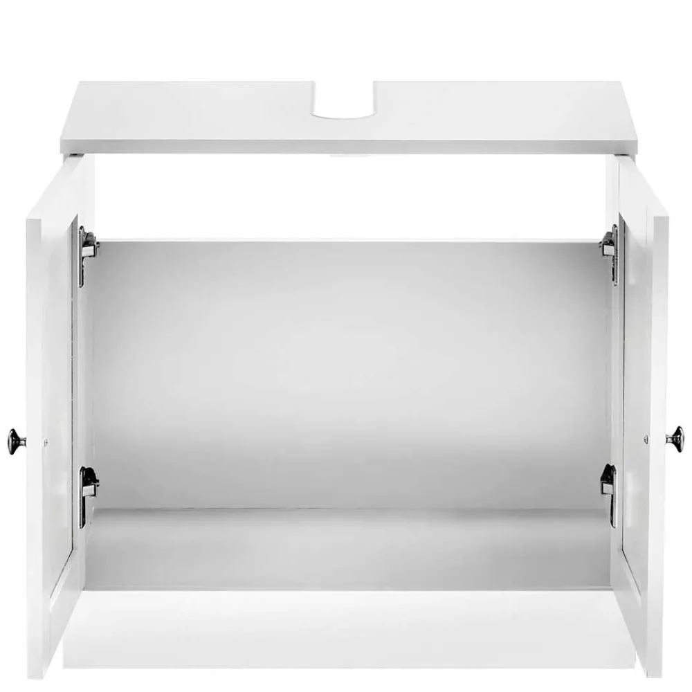 Wohnen Waschtisch|Waschbeckenunterschränke*Waschbeckenunterschrank in Weiß mit Metallgriffen - Gorgona