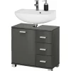 Wohnen Waschtisch|Waschbeckenunterschränke*Waschbeckenunterschrank in Grau glänzend - Ulivia