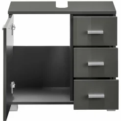 Wohnen Waschtisch|Waschbeckenunterschränke*Waschbeckenunterschrank in Grau glänzend - Ulivia