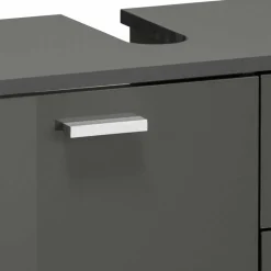 Wohnen Waschtisch|Waschbeckenunterschränke*Waschbeckenunterschrank in Grau glänzend - Ulivia