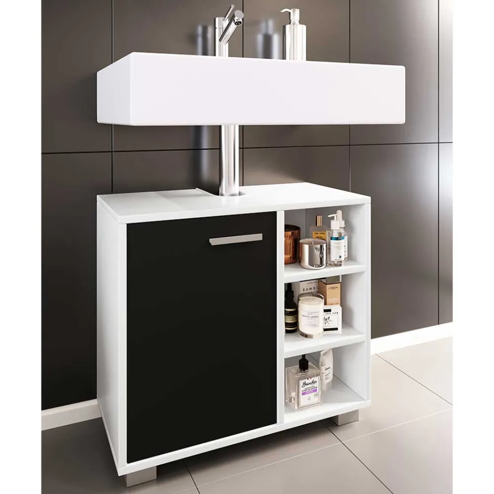 Wohnen Waschbeckenunterschrank in Schwarz Weiß - Musone