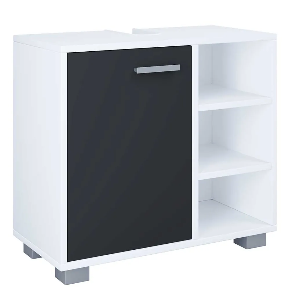 Wohnen Waschbeckenunterschrank in Schwarz Weiß - Musone