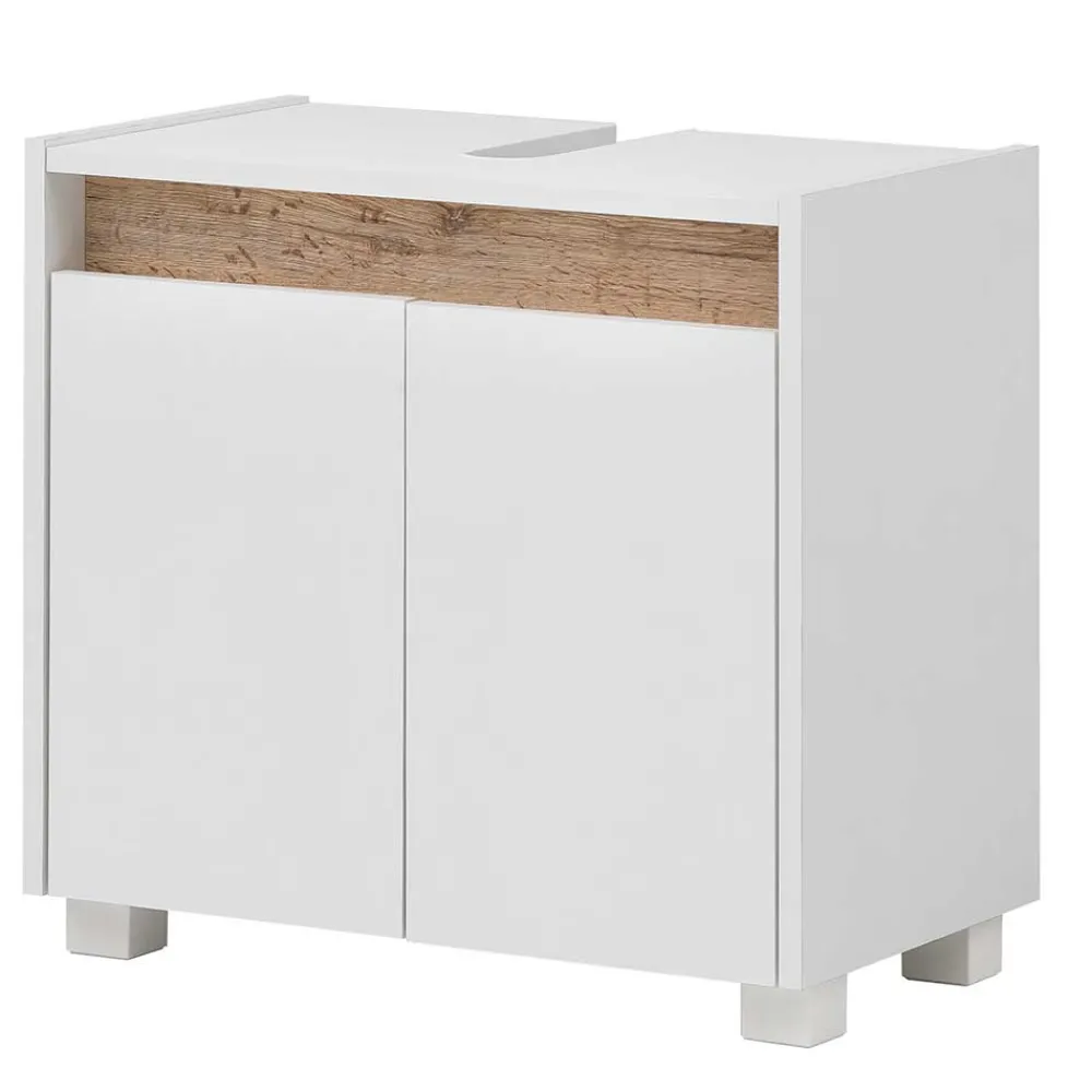 Wohnen Waschbeckenunterschrank in Weiß & Wildeiche - Etravia