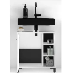 Wohnen Waschbeckenunterschrank in Weiß mit Schwarz - Envaton