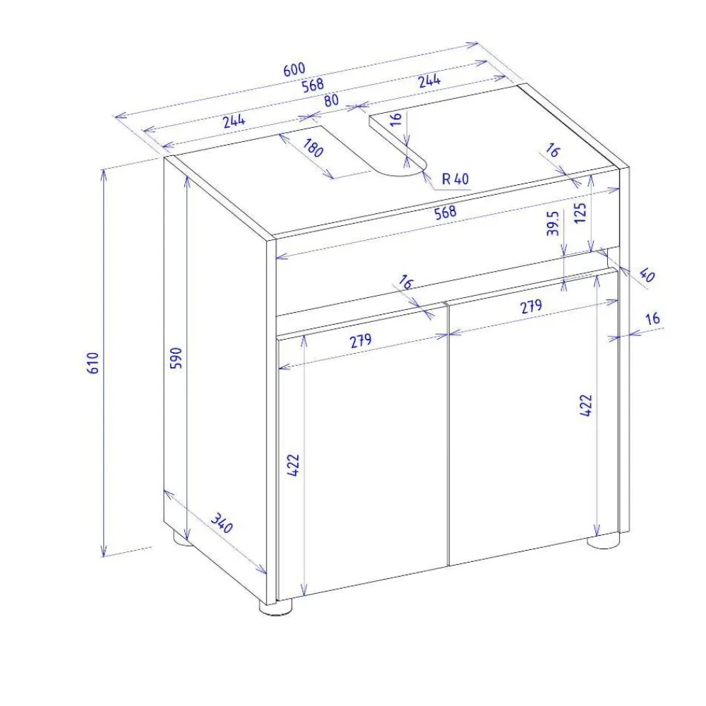 Wohnen Waschbeckenunterschrank in Weiß - Nonessia