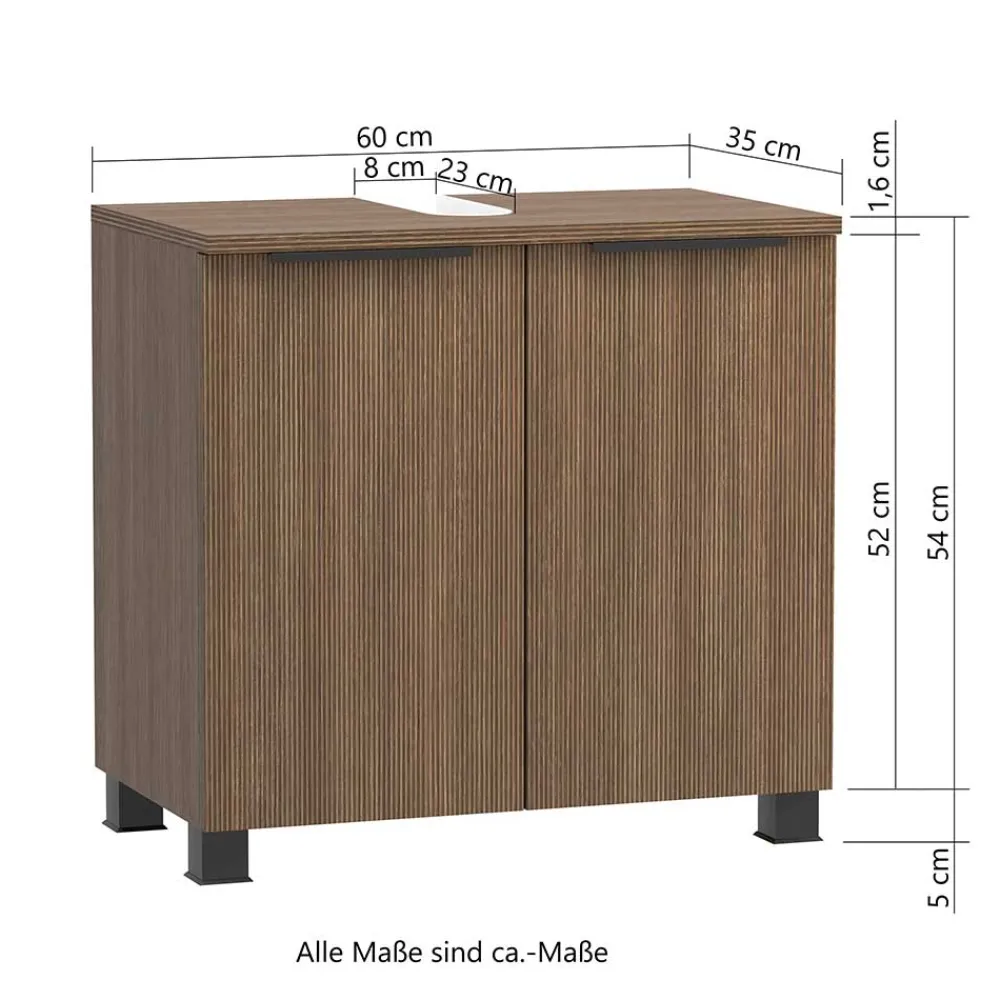 Wohnen Waschtisch|Waschbeckenunterschränke*Waschbeckenunterschrank in Dekor Eiche Dunkel - Ucaida