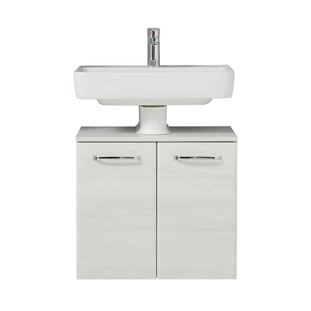 Wohnen Waschbeckenunterschrank in Eiche Weiß Holzdekor - Smaranda