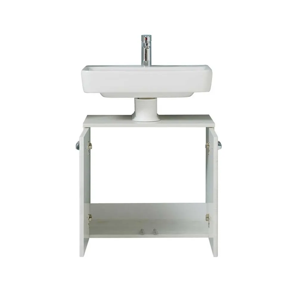 Wohnen Waschbeckenunterschrank in Eiche Weiß Holzdekor - Smaranda