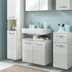 Wohnen Waschbeckenunterschrank in Eiche Weiß Holzdekor - Smaranda