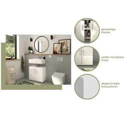 Wohnen Waschtisch|Waschbeckenunterschränke*Waschbeckenunterschrank in Weiß hochglänzend - Rirua