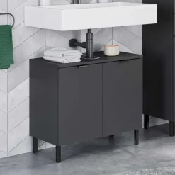 Wohnen Graue Möbel|Waschtisch*Waschbecken-Unterschrank in Dunkelgrau - Quado